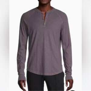 NWT Good Man Brand Casual Slub Henley Long Sleeve Magnet Gray 100% Cotton Large